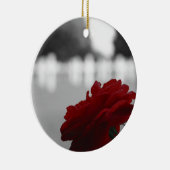 Friedhof und Rote Rose - Gedenktag Keramik Ornament (Rechts)