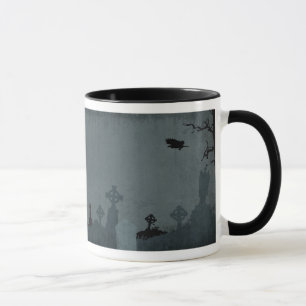 Friedhof und Vollmond für Halloween Tasse
