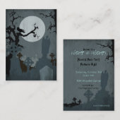 Friedhof und Vollmond zu Halloween Begleitkarte (Vorne/Hinten)