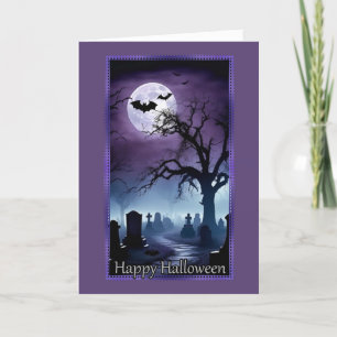 Friedhof unter dem Vollmond Halloween-Grußkarte Feiertagskarte