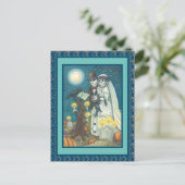 FRIEDHOF VOWS, SKELETON WEDD, BRIDE UND GROOM POSTKARTE (Stehend Vorderseite)