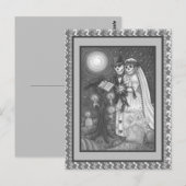 FRIEDHOF VOWS, SKELETON WEDD, BRIDE UND GROOM POSTKARTE (Vorne/Hinten)