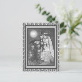 FRIEDHOF VOWS, SKELETON WEDD, BRIDE UND GROOM POSTKARTE (Stehend Vorderseite)