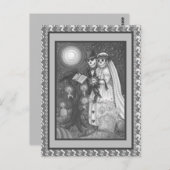 FRIEDHOF VOWS, SKELETON WEDD, BRIDE UND GROOM POSTKARTE (Vorne/Hinten)