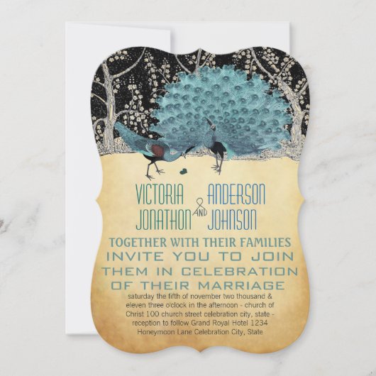 Friedhöfe in Gold und Schwarz im Wald Einladung (Vorderseite)