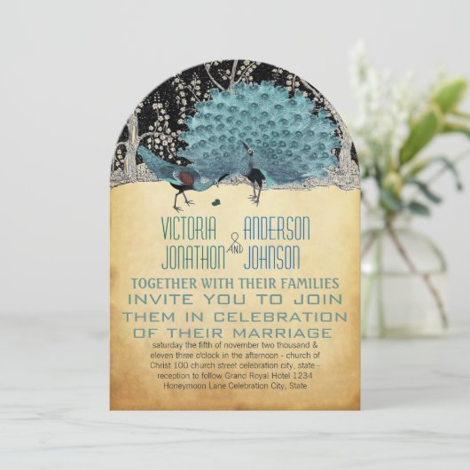 Friedhöfe in Gold und Schwarz im Wald Einladung (Stehend Vorderseite)