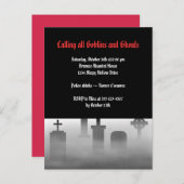 Friedhofnebel gruseligen Friedhof, gotisch Hallowe Einladungspostkarte (Vorne/Hinten)