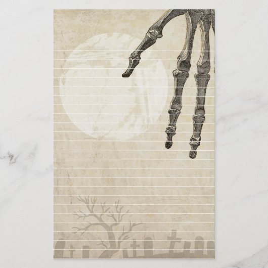 Friedhofs-Vollmond und Skelett-Hand Briefpapier (Vorderseite)