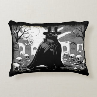 Friedhofs Wächter - Rabe gotische Halloween-Kunst Dekokissen