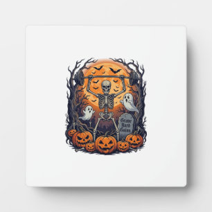Friedhofsgewinne Skelett hebt Hantel Halloween Fotoplatte