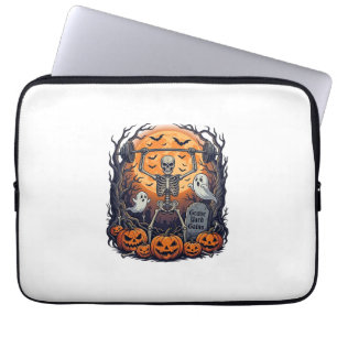 Friedhofsgewinne Skelett hebt Hantel Halloween Laptopschutzhülle