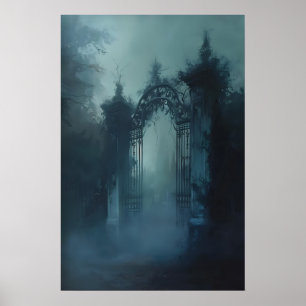 Friedhofskunst-Druck "Gothic Gate", dunkle Cottage Poster