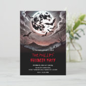 Friedhofsschläger im Mondlicht-Halloween-Party Einladung (Stehend Vorderseite)