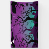 Friedhofsschwarz, lila, türkis Halloween Banner (Vertikal)