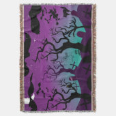 Friedhofsschwarz, lila, türkis Halloween Decke (Vorderseite Vertikal)