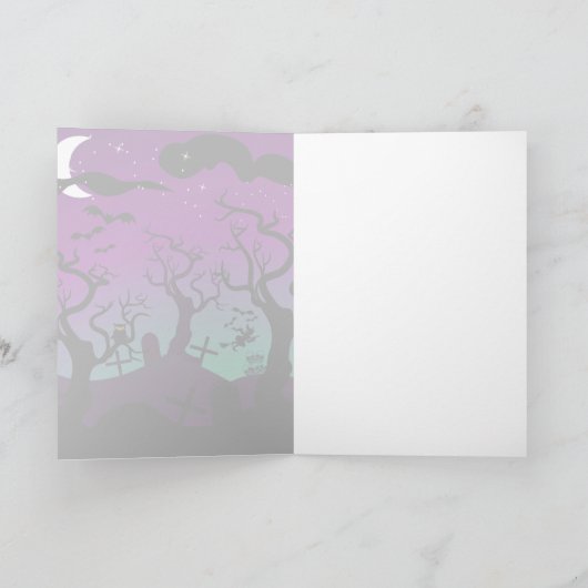 Friedhofsschwarz, lila, türkis Halloween Karte (Innenseite)