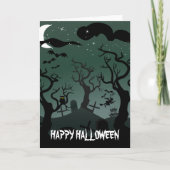 Friedhofsschwarz und graues Halloween Karte (Vorderseite)