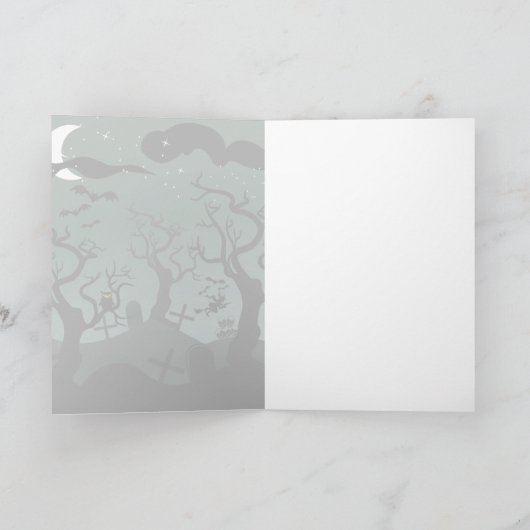 Friedhofsschwarz und graues Halloween Karte (Innenseite)