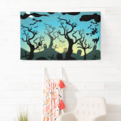 Friedhofstern, schwarz, aqua, gelb, Halloween-Brau Banner (Insitu)