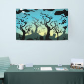 Friedhofstern, schwarz, aqua, gelb, Halloween-Brau Banner (Messeveranstaltung)