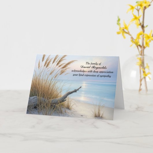 Friedlich Beach Morning Danke der Familie Karte (Gelbe Blume)