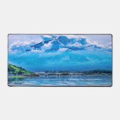 Friedlich Blue Japanisch Art Design Watercolor Schreibtischunterlage (Vorderseite)