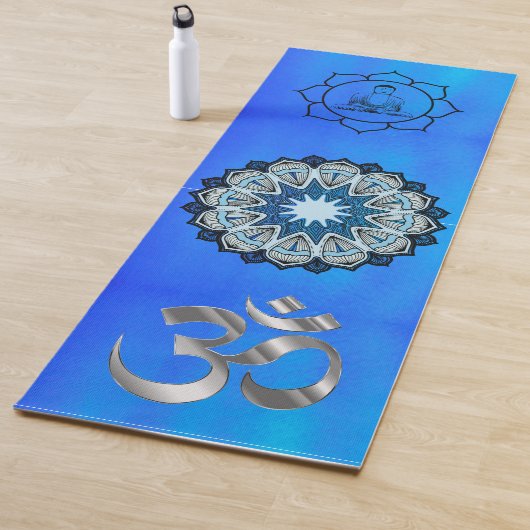 Friedlich Blue Om Mandala Buddha Yogamatte (Beispiel)