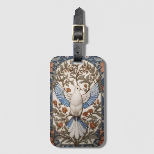 Friedlich Dove William Morris Inspirierte floral Gepäckanhänger (Vorderseite Vertikal)