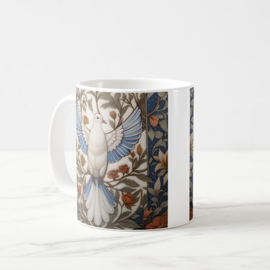 Friedlich Dove William Morris Inspirierte floral Kaffeetasse (Vorderseite Links)