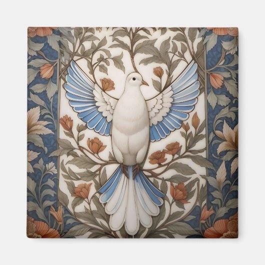 Friedlich Dove William Morris Inspirierte floral Magnet (Vorne)