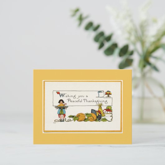 Friedlich Erntedank Gold Postkarte (Stehend Vorderseite)