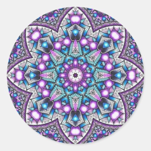 Friedlich Garden Kaleidoscope Mandala Runder Aufkleber (Vorderseite)