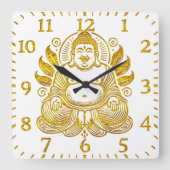 Friedlich Golden Buddha Quadratische Wanduhr (Vorderseite)