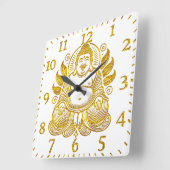 Friedlich Golden Buddha Quadratische Wanduhr (Winkel)
