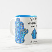 Friedlich Hamsa (Tasse) Zweifarbige Tasse (Vorderseite Links)