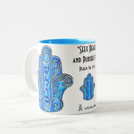 Friedlich Hamsa (Tasse) Zweifarbige Tasse (Vorderseite Links)