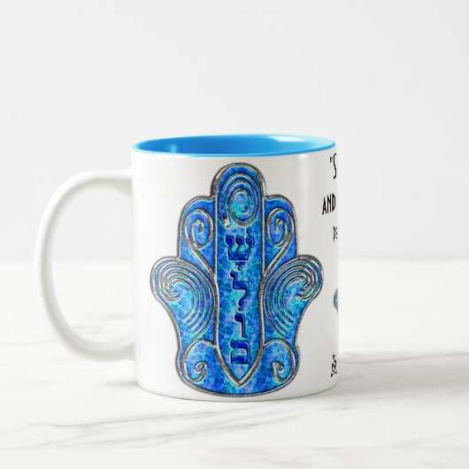 Friedlich Hamsa (Tasse) Zweifarbige Tasse (Links)