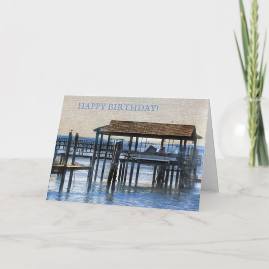 Friedlich Harbour-Szene - Happy Birthday Feiertagskarte (Vorderseite)