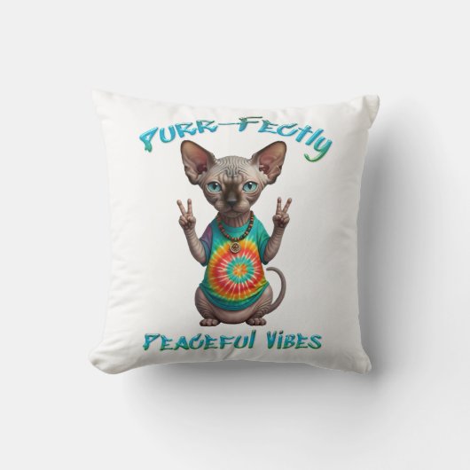 Friedlich Hippie Boho Kitten Vibes Kissen (Vorderseite)