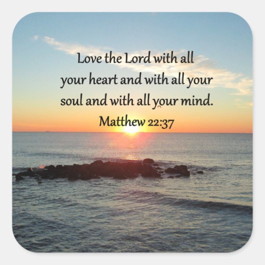 FRIEDLICH MATTHEW 22:37 SUNRISE SCRIPTURE DESIGN QUADRATISCHER AUFKLEBER (Vorderseite)