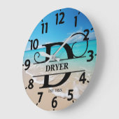 Friedlich Ocean Beach D Monogram Große Wanduhr (Winkel)