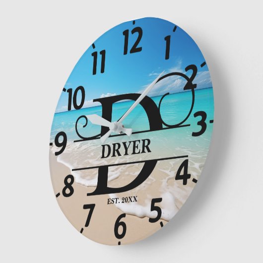 Friedlich Ocean Beach D Monogram Große Wanduhr (Winkel)