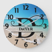 Friedlich Ocean Beach D Monogram Große Wanduhr (Vorderseite)