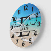 Friedlich Ocean Beach E Monogram Große Wanduhr (Winkel)
