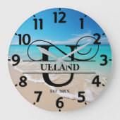 Friedlich Ocean Beach U Monogram Große Wanduhr (Vorderseite)