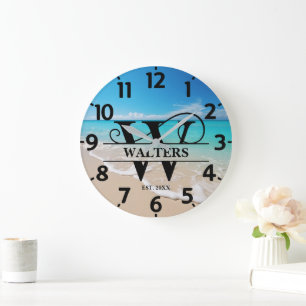 Friedlich Ocean Beach W Monogram Große Wanduhr