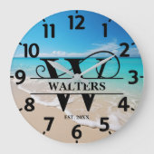 Friedlich Ocean Beach W Monogram Große Wanduhr (Vorderseite)