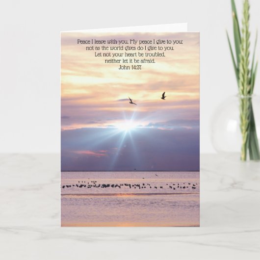 Friedlich Ocean Sunset Bible Card John 14:27 Karte (Vorderseite)