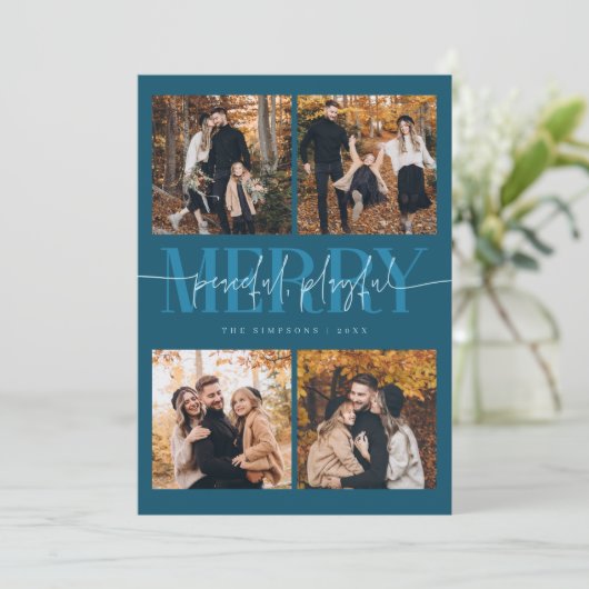 Friedlich Playful Merry Aquamarin Weihnachten Mult (Stehend Vorderseite)