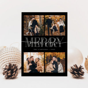 Friedlich Playful Merry Black Christmas Multi Foto Feiertagskarte